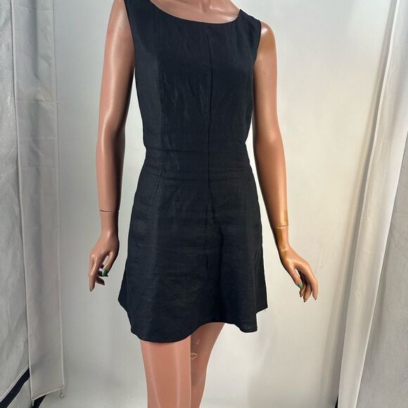 Reformation Amorette 100% Linen Dress Low Back Black size 10 - Picture 9 of 11